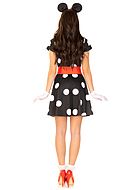 Female mouse, costume dress, big bow, short sleeves, polka dot